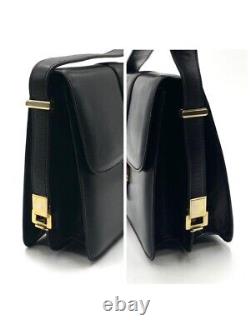 Authentic CELINE Vintage Horse Carriage Shoulder Bag Purse Black From Japan