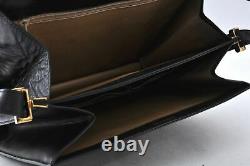 Authentic CELINE Vintage Leather Horse Carriage Shoulder Bag Black A6651