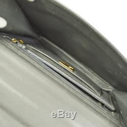 Authentic COMTESSE 2way Shoulder Bag Gray Horse Hair Leather Vintage AK21410