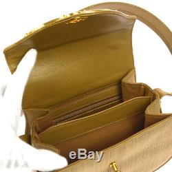 Authentic COMTESSE Horse Hair Shoulder Bag Beige Leather Vintage V21423