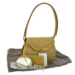 Authentic COMTESSE Horse Hair Shoulder Bag Light Brown Leather Vintage RK10436