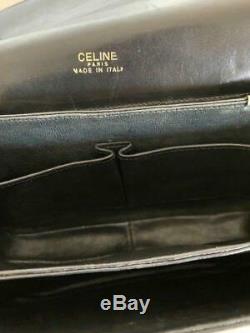 Authentic Celine Vintage Leather Shoulder Bag Horse Carriage Black