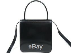 Authentic Celine Vintage Shoulder Bag Leather Handbag Horse Carriage Black