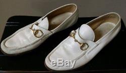 Authentic Gucci pre-owned white loafers with horse bit size 8 1/2 D