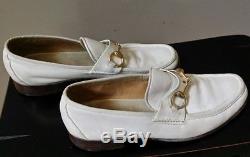 Authentic Gucci pre-owned white loafers with horse bit size 8 1/2 D