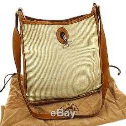 Authentic HERMES Vespa PM Shoulder Bag Beige Horse Hair Leather Vintage V08638