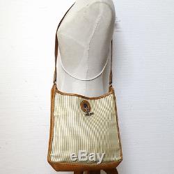 Authentic HERMES Vespa PM Shoulder Bag Beige Horse Hair Leather Vintage V08638