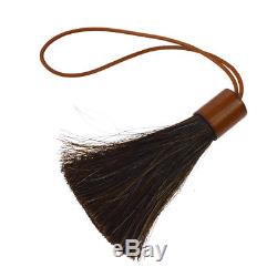 Authentic HERMES Vintage Horse Hair Bag Charm Brown Leather RK13191