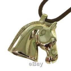 Authentic HERMES Vintage Logos Horse Motif Pendant Necklace Accessories AK17261j