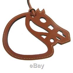 Authentic HERMES Vintage Paddock Horse Head Bag Charm Brown Leather AK19141