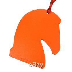 Authentic HERMES Vintage Samarcande Horse Head Bag Charm Orange Pink AK26927