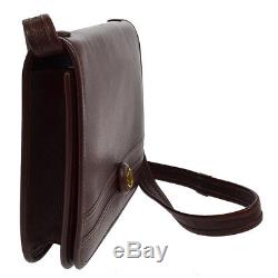 Authentic HREMS Horse Logos Shoulder Bag Burgundy Leather Vintage GHW NR06665