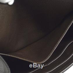 Authentic HREMS Horse Logos Shoulder Bag Dark Brown Leather Vintage GHW V06262