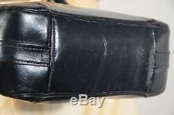 Authentic ROBERTA DI CAMERINO Vintage Black Leather HANDBAG Bag with HORSE HEADS