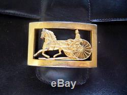 Authentic VINTAGE CELINE Logos Horse Carriage Shoulder Bag Leather Black Italy