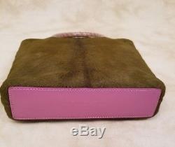 Authentic Vintage Christian Dior Lady Small Olive Hand Bag Horse Hair / Leather