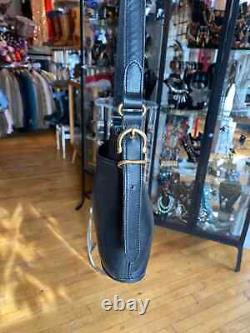 Authentic Vintage Coach Equestrian Black Leather Handbag 9802