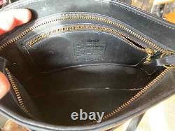 Authentic Vintage Coach Equestrian Black Leather Handbag 9802