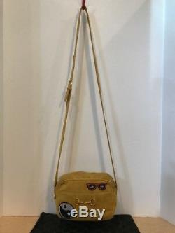 Authentic Vintage GUCCI Horse Bit Crossbody Purse Yellow Leather Embellished