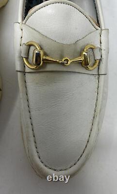 Authentic Vintage Gucci Gold Horse Bit White/Ivory Loafers Shoe Mens Sz 9 42.5