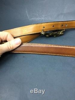 Authentic Vintage Horse Head Gucci Belt 35-38 Leather Small Brass Buckle