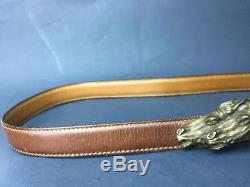 Authentic Vintage Horse Head Gucci Belt 95-38 Leather Small Brass Buckle
