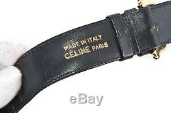 Authentic vintage Celine horse carriage logos Navy canvas & leather shoulder bag