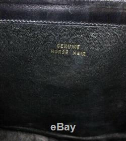 BALLY Black Leather + Horse Hair KELLY Bag Vintage Authentic Rare