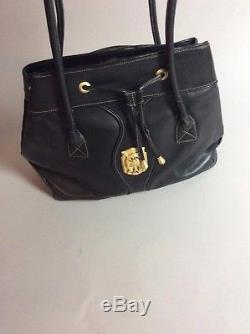 BARRY KIESELSTEIN CORD black leather gold tone horse detail shoulder bag purse