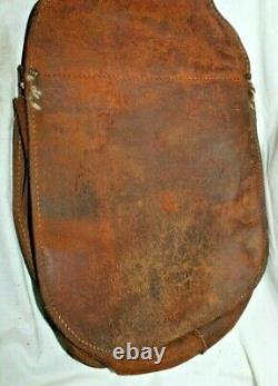 BEAUTIFUL 1910's WWI Vintage WESTERN ROUGHOUT HEAVY LEATHER HORSE SADDLE BAGS