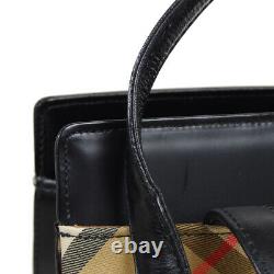 BURBERRY'S Horse Check Hand Tote Bag Brown Black Canvas Leather Vintage O03159