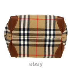 BURBERRY'S Horse Check Hand Tote Bag Purse Brown Canvas Leather Vintage A54045