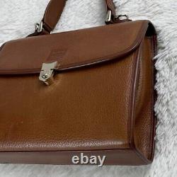 BURBERRY Vintage Leather 2way Shoulder Bag Horse Logo Brown Used Very Good JPN