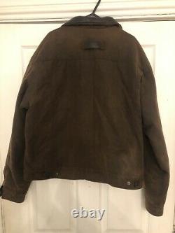 Barbour wax Jacket Large mens Drover Vintage 2000 Brown With Leather Collar