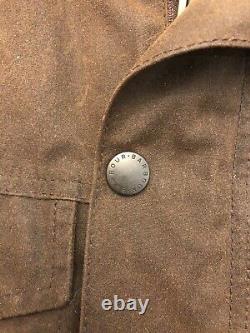 Barbour wax Jacket Large mens Drover Vintage 2000 Brown With Leather Collar