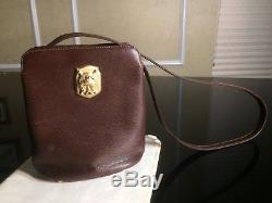 Barry Kieselstein Cord Brown Leather Purse Handbag Vintage Gold-Tone Horse Style
