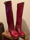 Beauties! Vintage Etienne Aigner Boots Tall Burgundy Redwood Leather- Italy 8