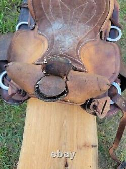 Beautiful Old Vintage Western Leather Horse Saddle Repair Decor Wood Stirrup