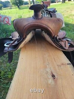 Beautiful Old Vintage Western Leather Horse Saddle Repair Decor Wood Stirrup