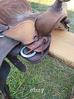 Beautiful Old Vintage Western Leather Horse Saddle Repair Decor Wood Stirrup