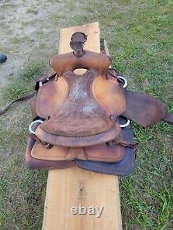 Beautiful Old Vintage Western Leather Horse Saddle Repair Decor Wood Stirrup