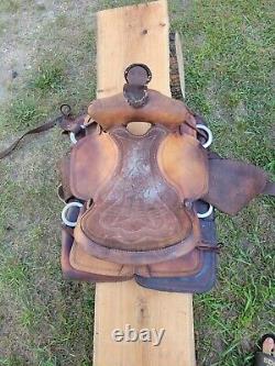 Beautiful Old Vintage Western Leather Horse Saddle Repair Decor Wood Stirrup