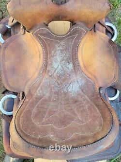 Beautiful Old Vintage Western Leather Horse Saddle Repair Decor Wood Stirrup