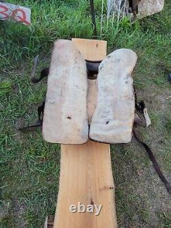 Beautiful Old Vintage Western Leather Horse Saddle Repair Decor Wood Stirrup