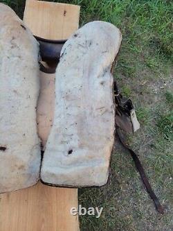 Beautiful Old Vintage Western Leather Horse Saddle Repair Decor Wood Stirrup