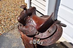 Beautiful Ornate Vintage Western Leather Horse 10 Saddle Made Mexico