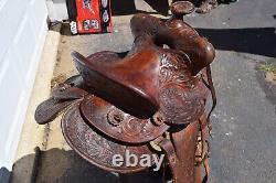 Beautiful Ornate Vintage Western Leather Horse 10 Saddle Made Mexico