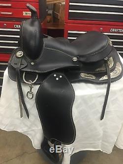 Beautiful Vintage 16 Western Show Horse Leather Silver Pattern Saddle L@@K