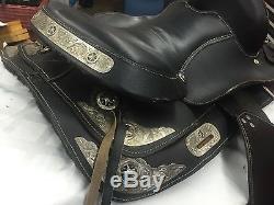 Beautiful Vintage 16 Western Show Horse Leather Silver Pattern Saddle L@@K