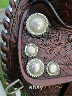 Beautiful Vintage Billy Royal Silver Laced Show Saddle Original Silver Conchos
